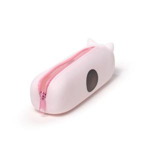 Adoramals Silicone Pencil Case - Shiba Inu Dog & Cat Design, Durable Material, Metal Zip, 19.5cm Length