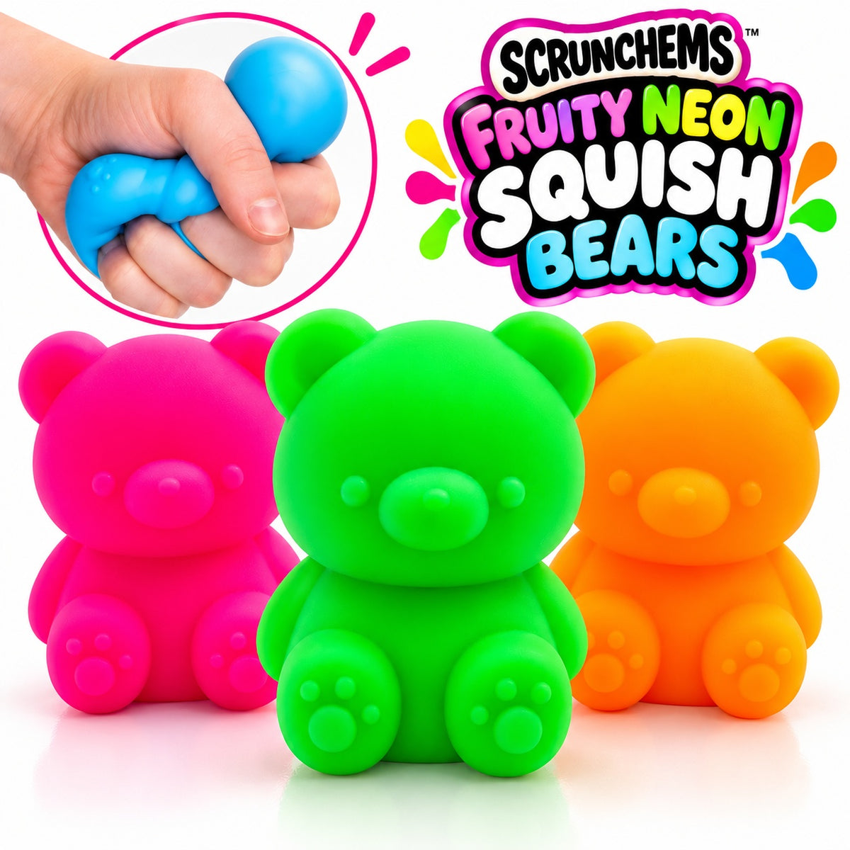 Scrunchems Fruity Neon Squish Bears – Scented Squishy Fidget Toy