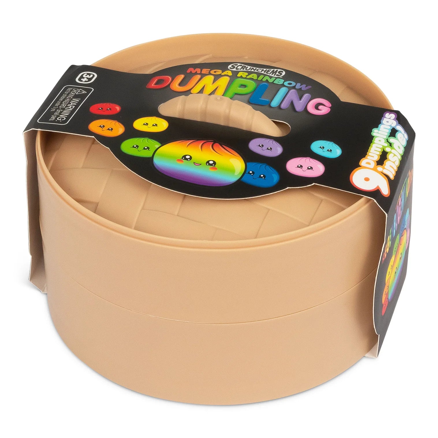SCRUNCHEMS MEGA RAINBOW DUMPLING SET Packaged dumplings with a colorful label on a white background