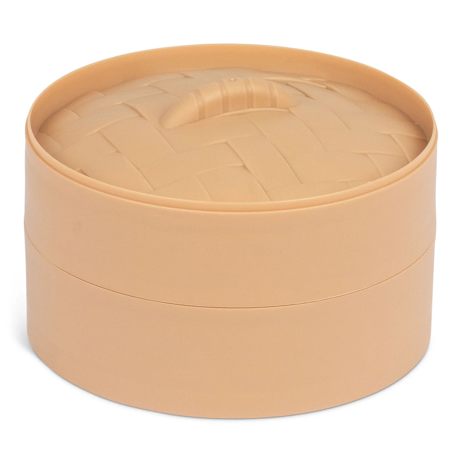 SCRUNCHEMS MEGA RAINBOW DUMPLING SET plastic bamboo-style round container with a matching lid, photographed on a clean white background.