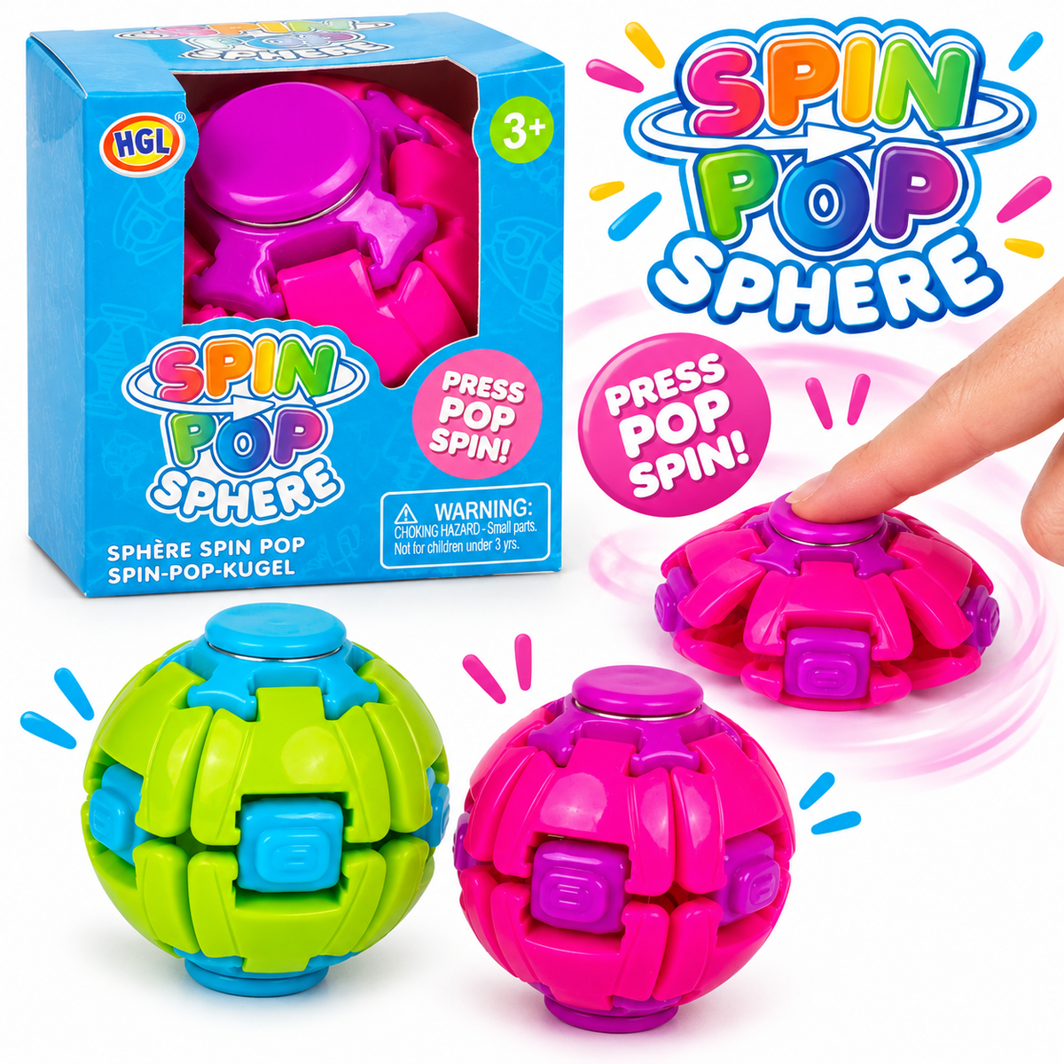 Spin Pop Sphere – Transforming Pop & Spin Fidget Toy