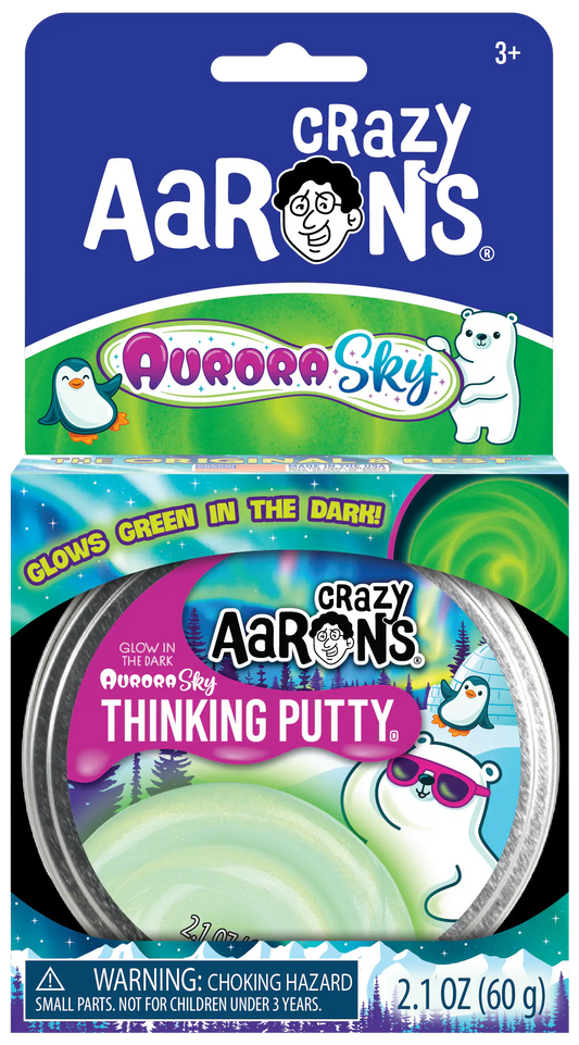 Crazy Aaron's Thinking Putty – Aurora Sky 3.5" Tin | Glow in the Dark