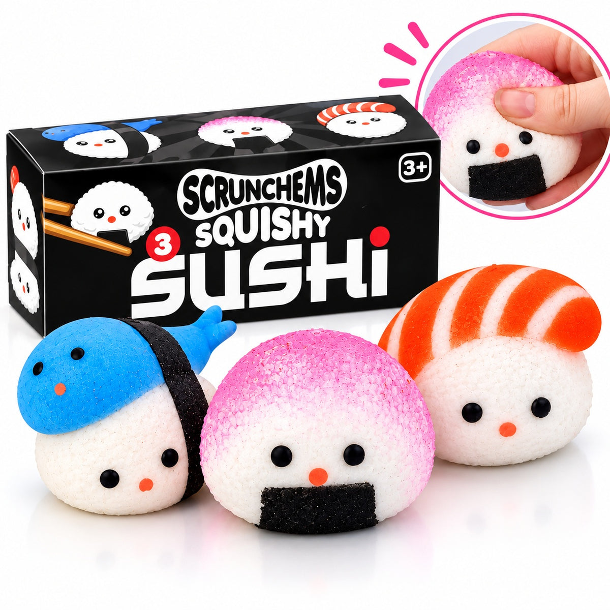 Scrunchems Squishy Sushi 3-Pack – Kawaii Sushi Squishy Fidget Toys